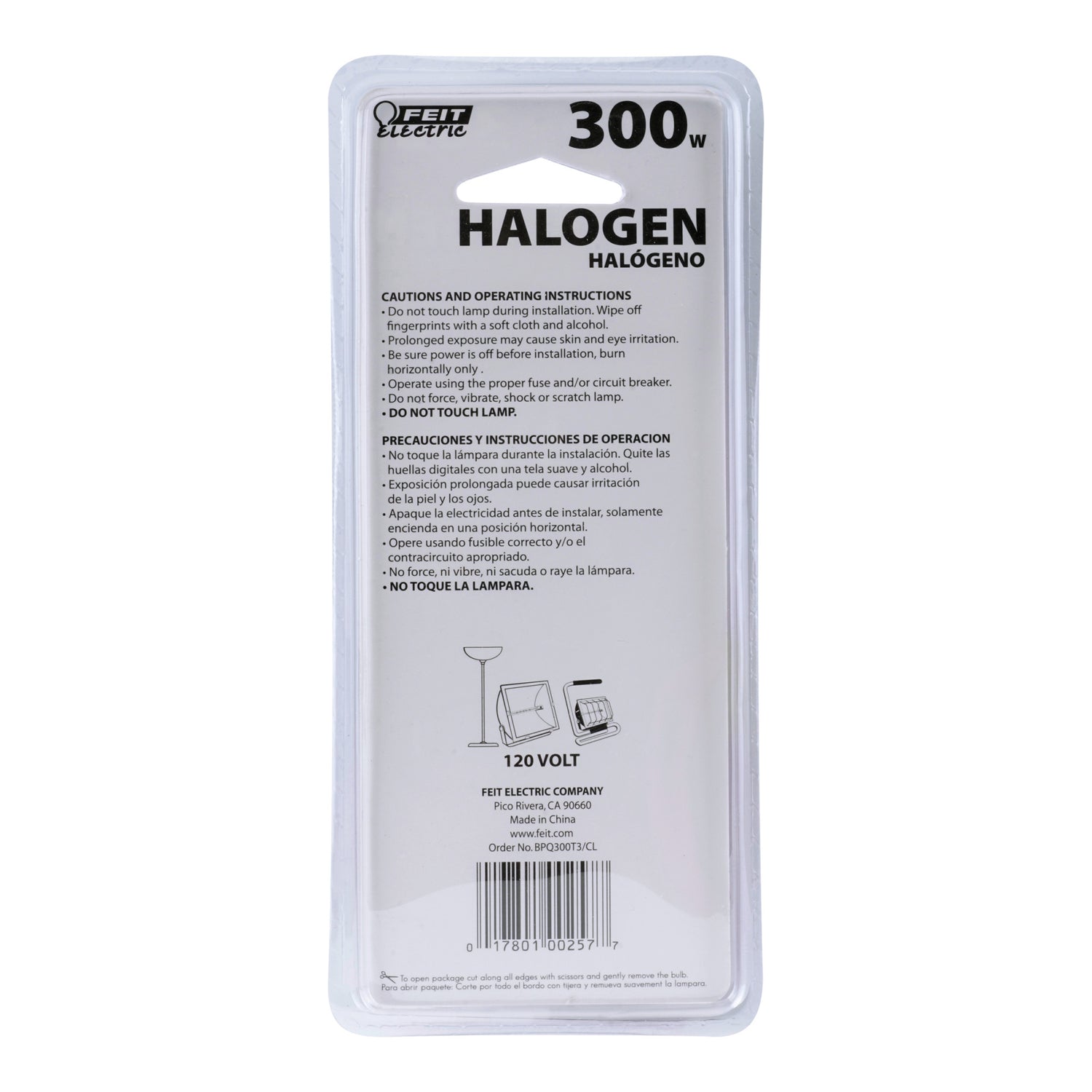 300W Warm White (3000K) R7S Base T3 Dimmable Halogen Light Bulb - Feit Electric