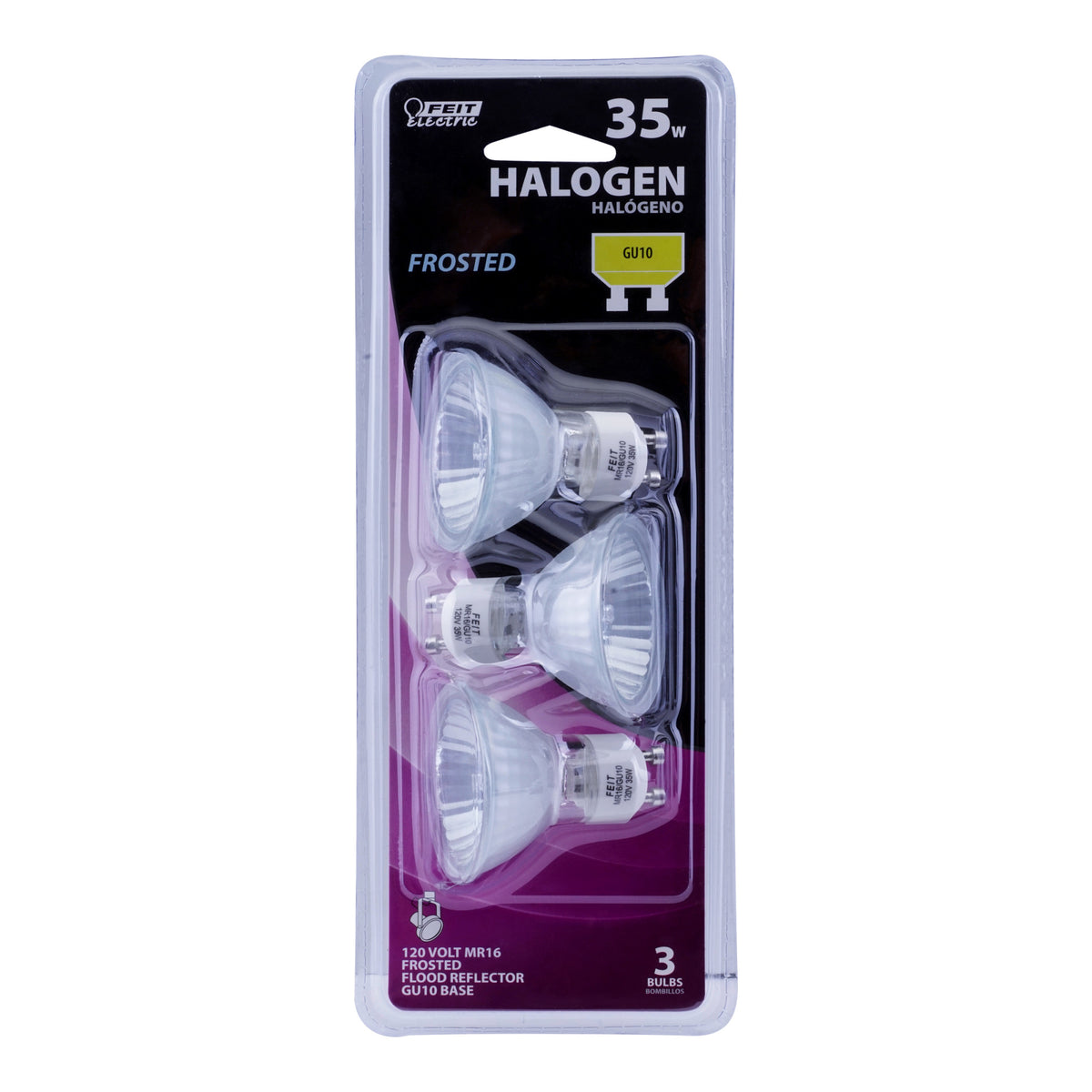 35W Warm White Halogen MR16 Frost GU10 Base Light Bulb (3-Pack)