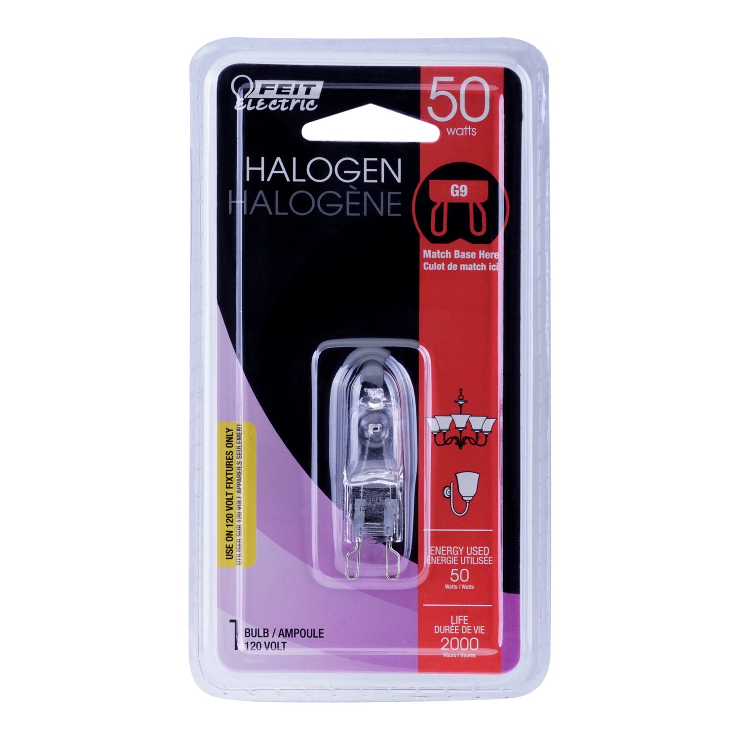 50W Warm White (3000K) Bi-Pin G9 Base (T4 Replacement) Halogen Replacement Light Bulb