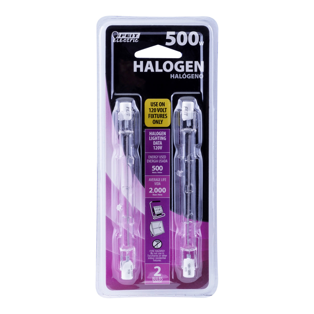 500W Warm White (3000K) T3 (RSC Base) Double Ended Dimmable Halogen Replacement Light Bulb