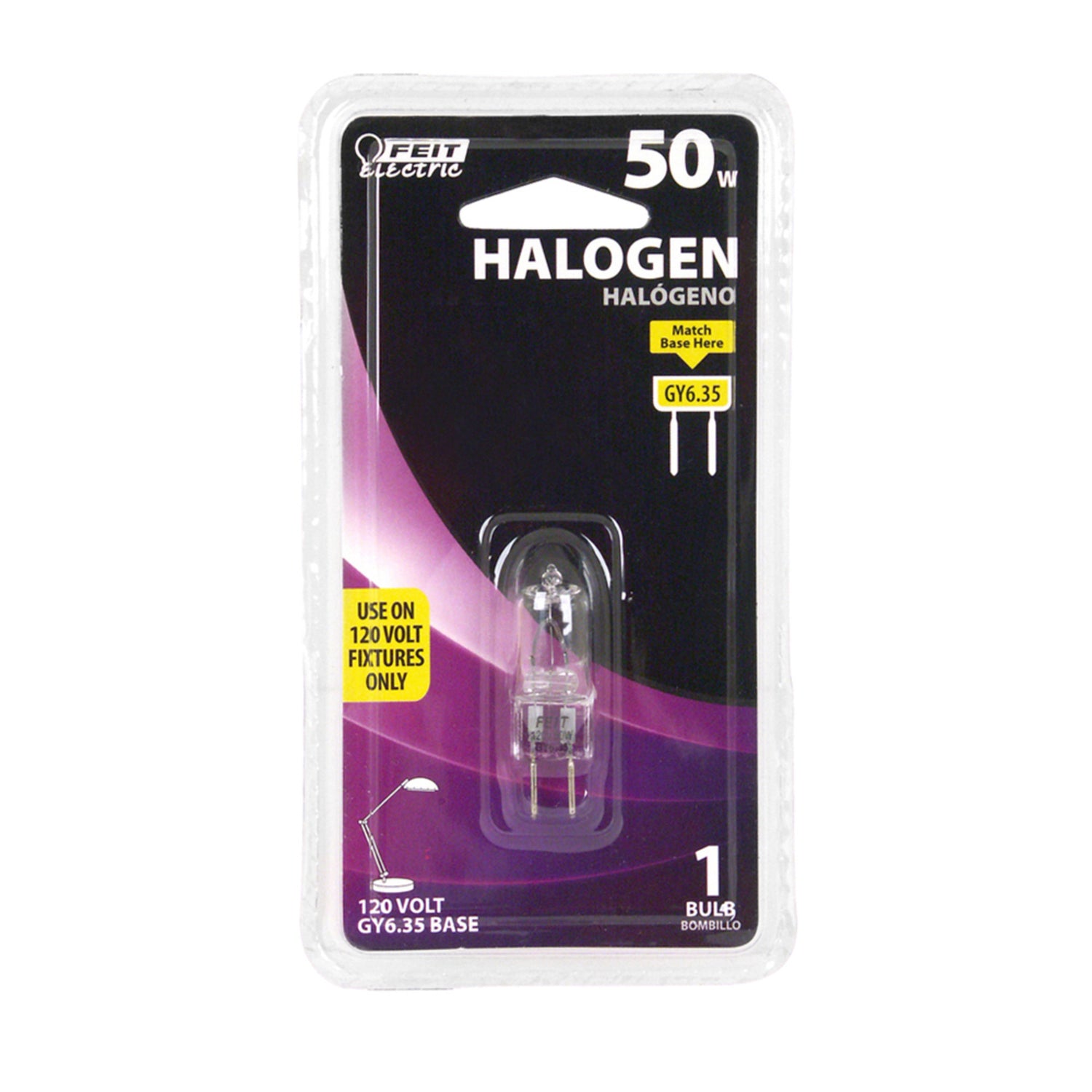 50W Bright White (3000K) GY6.35 Base (T4 Replacement) Halogen Replacement Light Bulb