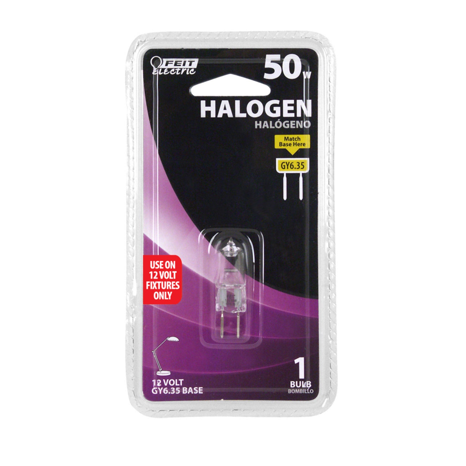 50W Warm White (3000K) Bi-Pin GY6.35 Base (T4 Replacement) Halogen Replacement Light Bulb