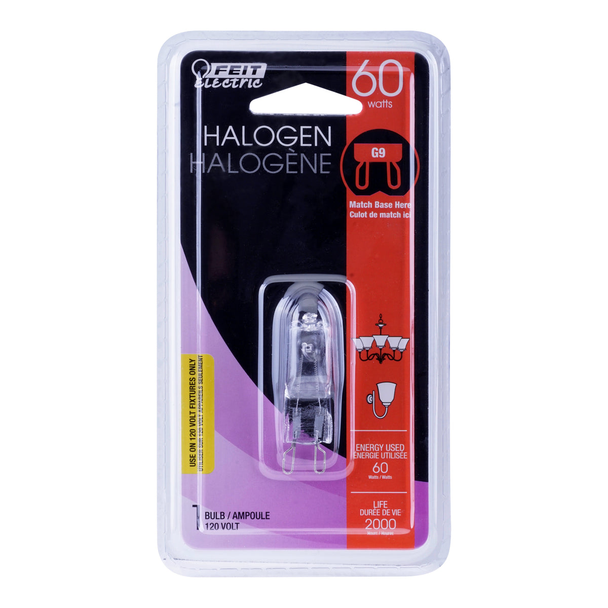 60W Warm White (3000K) Bi-Pin G9 Base (T4 Replacement) Halogen Replacement Light Bulb