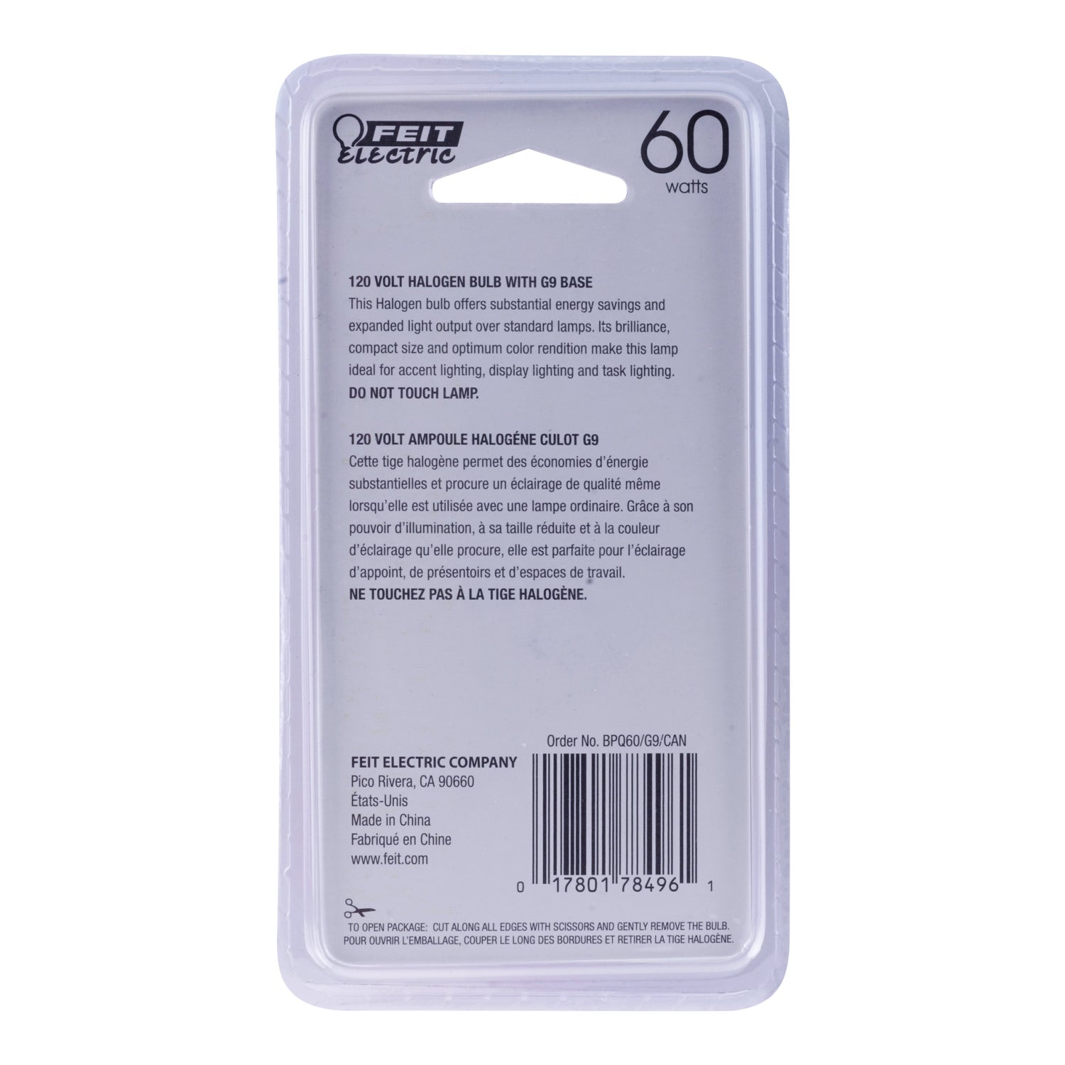 60W Warm White (3000K) Bi-Pin G9 Base (T4 Replacement) Halogen Replacement Light Bulb