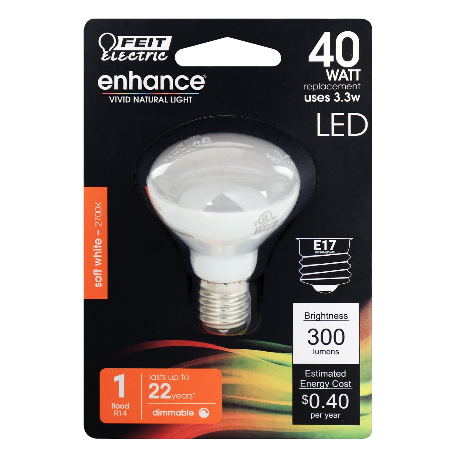 40W Replacement R14 Soft White E17 Base Dimmable Enhance Reflector LED