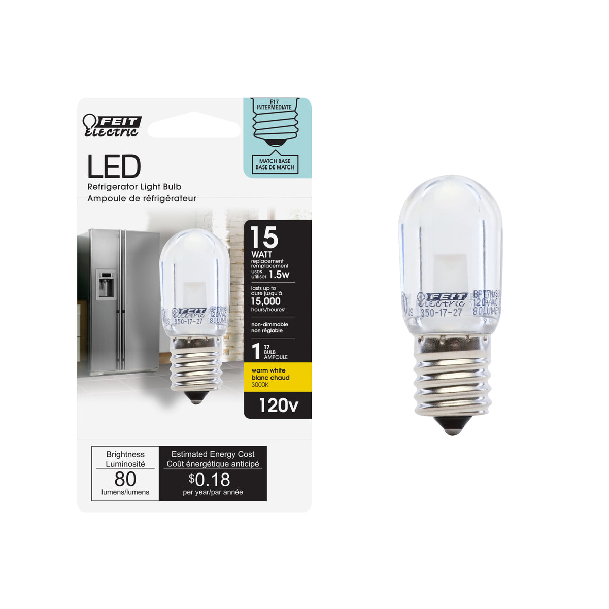 15W Replacement E17 Base T7 Specialty LED