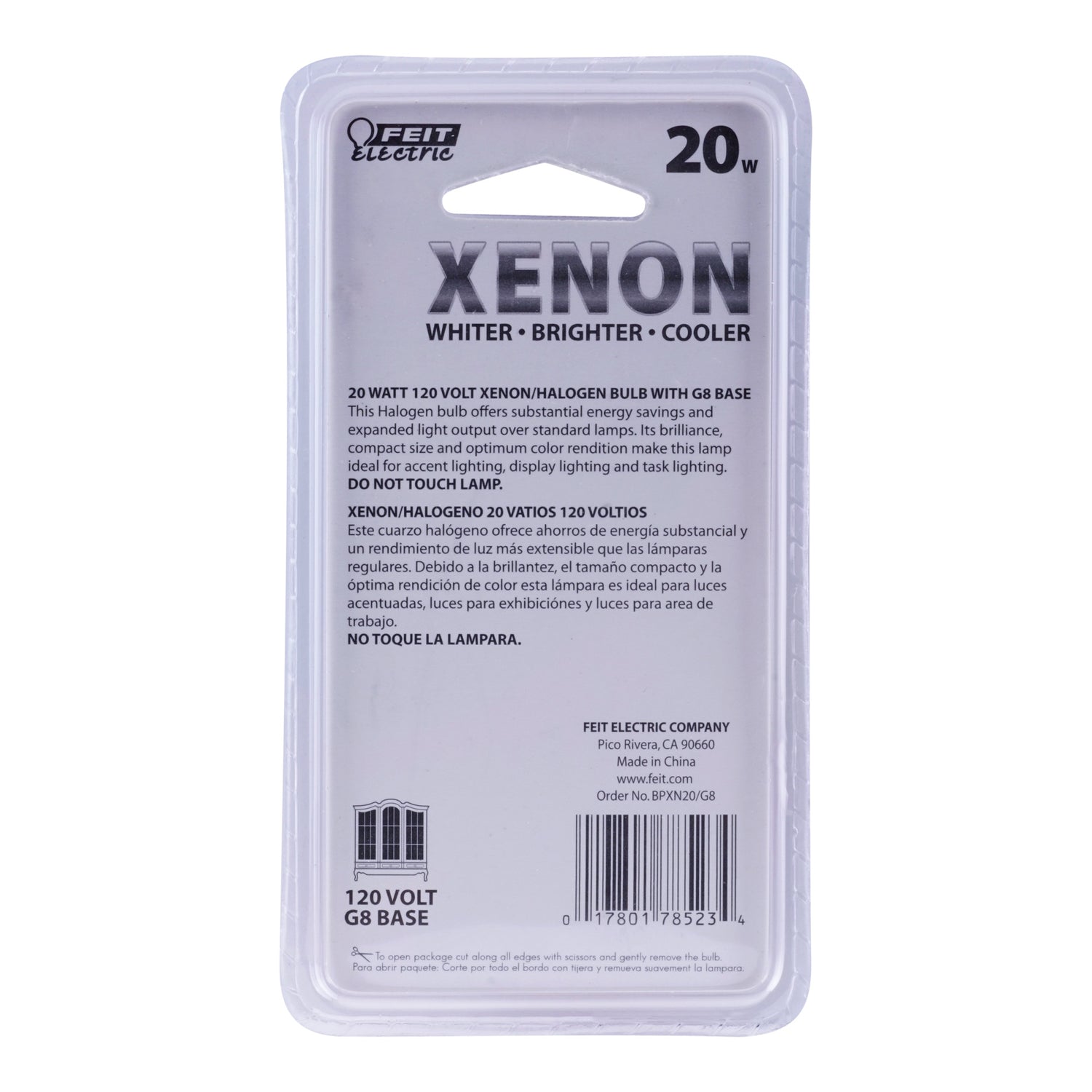 20W Warm White (3000K) G8 Base (T4 Replacement) Xenon Halogen Light Bulb (3-Pack) - Feit Electric