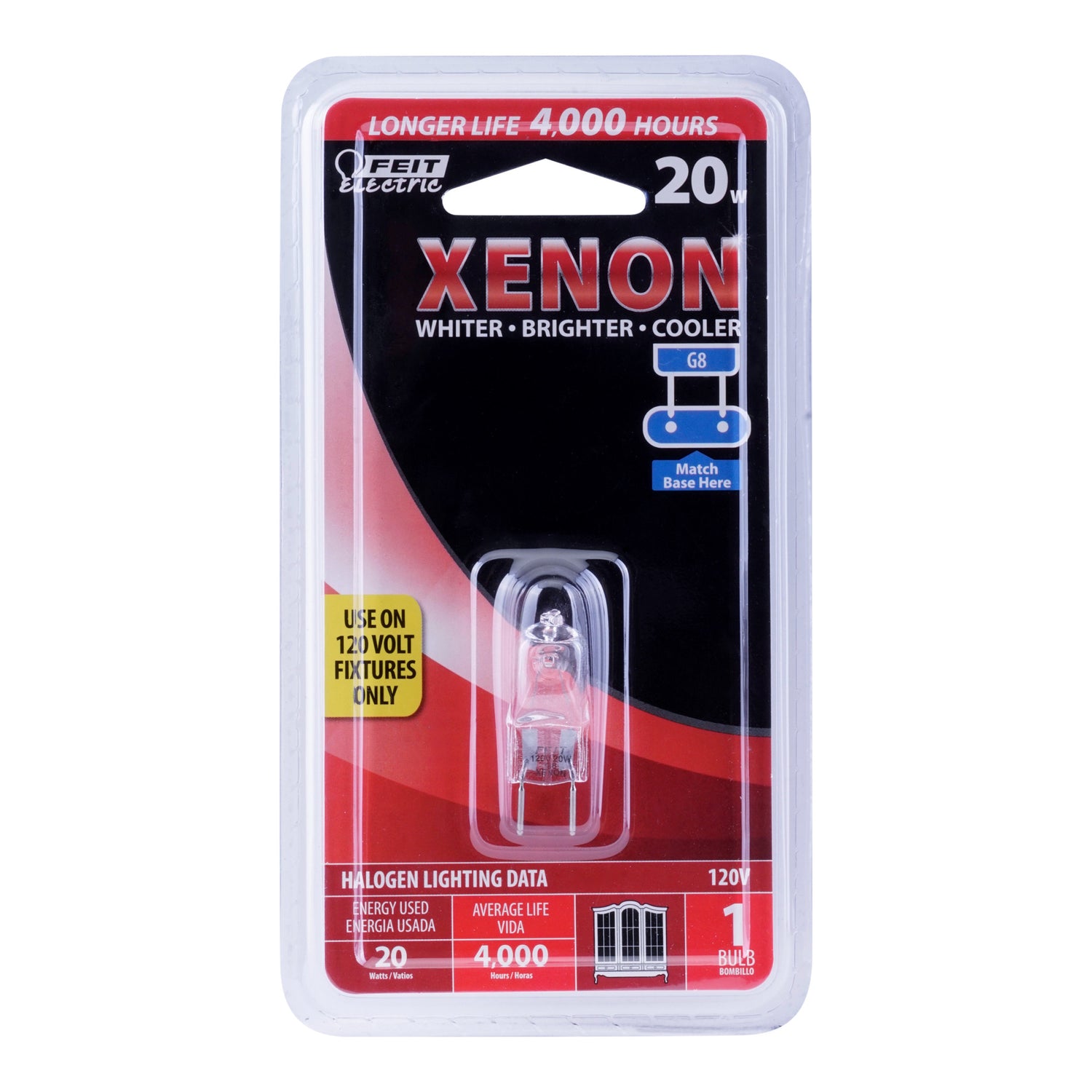 20W Warm White (3000K) G8 Base (T4 Replacement) Xenon Halogen Light Bulb (3-Pack) - Feit Electric