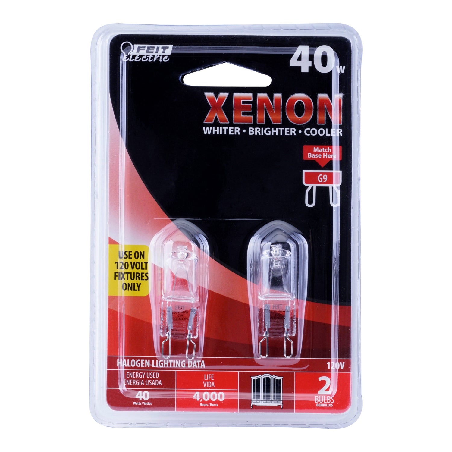 40W Bright White (3000K) G9 Base (T4 Replacement) Xenon Light Bulb (2-Pack)
