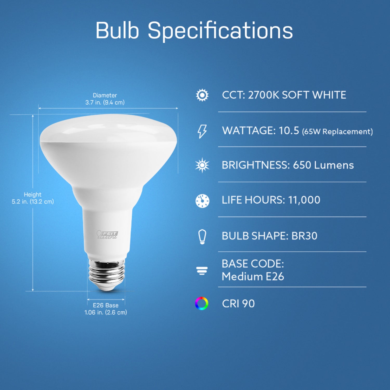 65W Replacement Soft White BR30 Dimmable Reflector LED Light Bulb