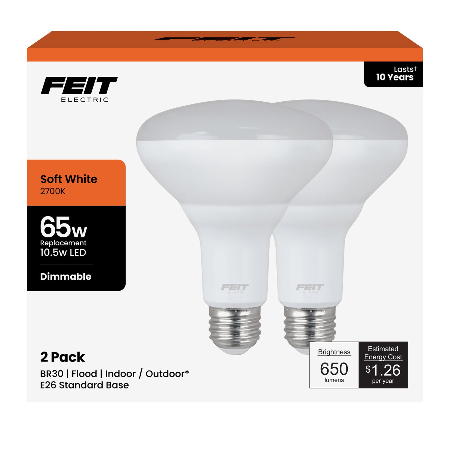 65W Replacement Soft White BR30 Dimmable Reflector LED Light Bulb (2-Pack)