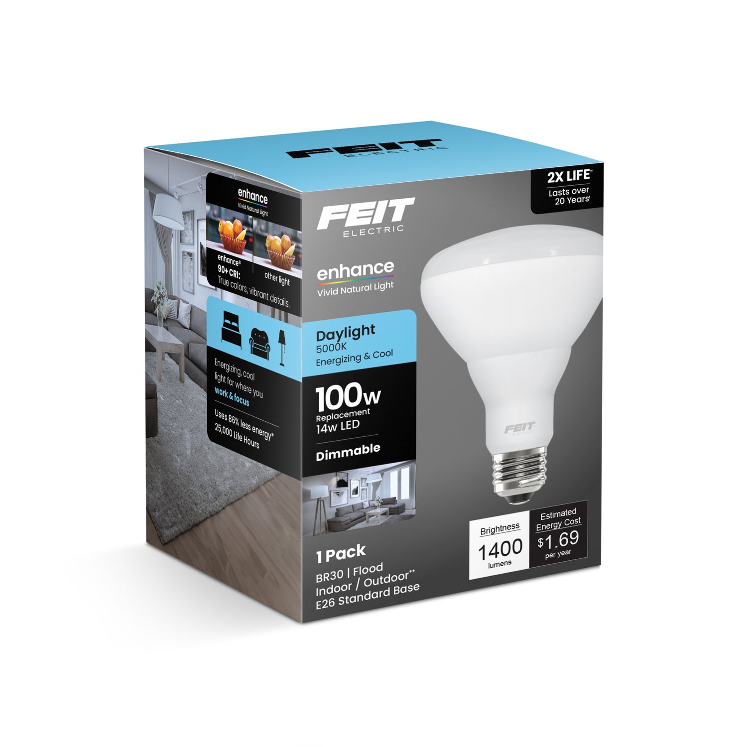 14W (100W Replacement) Daylight (5000K) E26 Base BR30 Dimmable Enhance LED