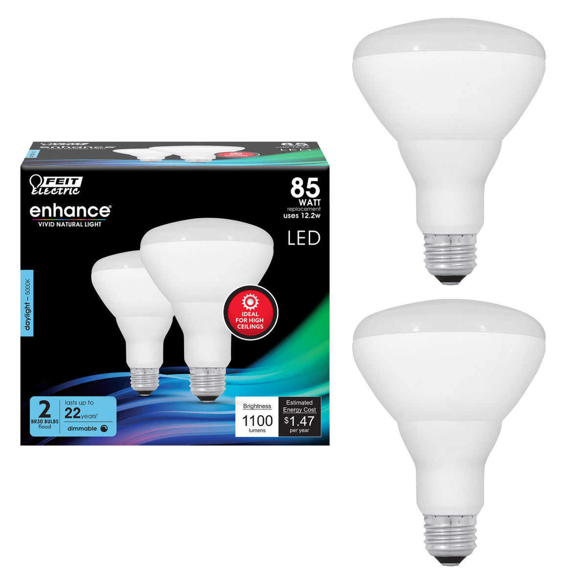 85W Replacement BR30 Dimmable Daylight Enhance Reflector LED (2-Pack)