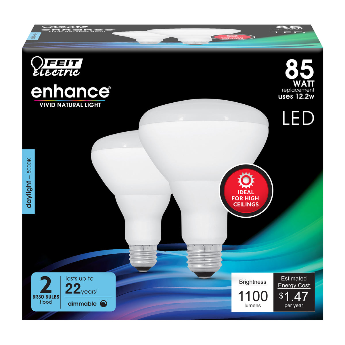 85W Replacement BR30 Dimmable Daylight Enhance Reflector LED (2-Pack)
