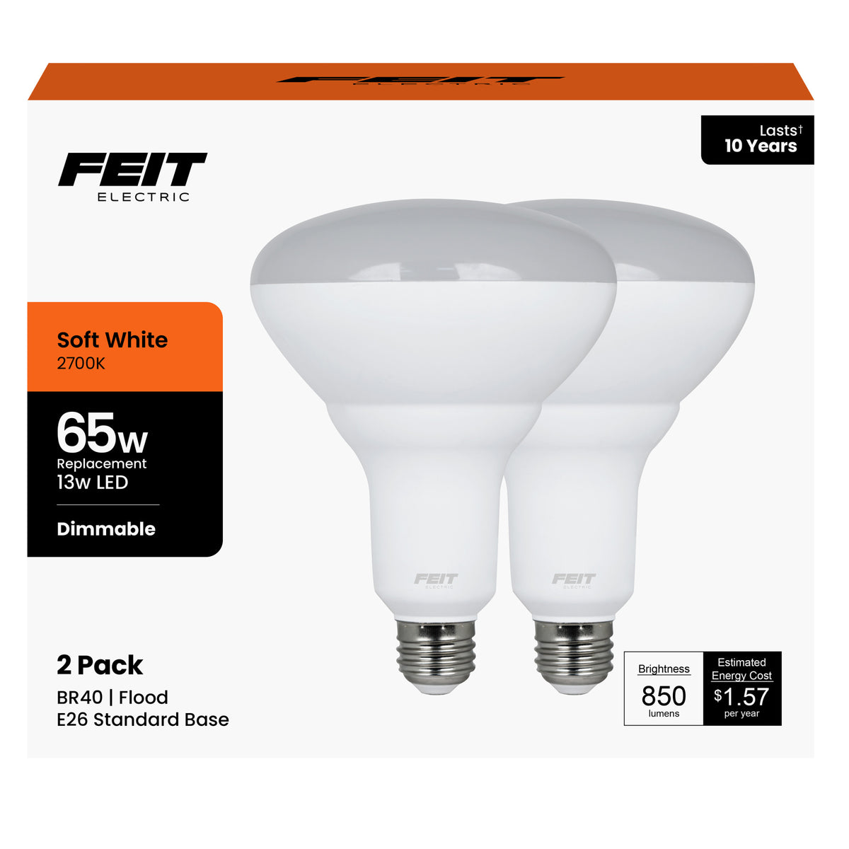 65W Replacement Soft White BR40 Dimmable Reflector LED Light Bulb (2-Pack)