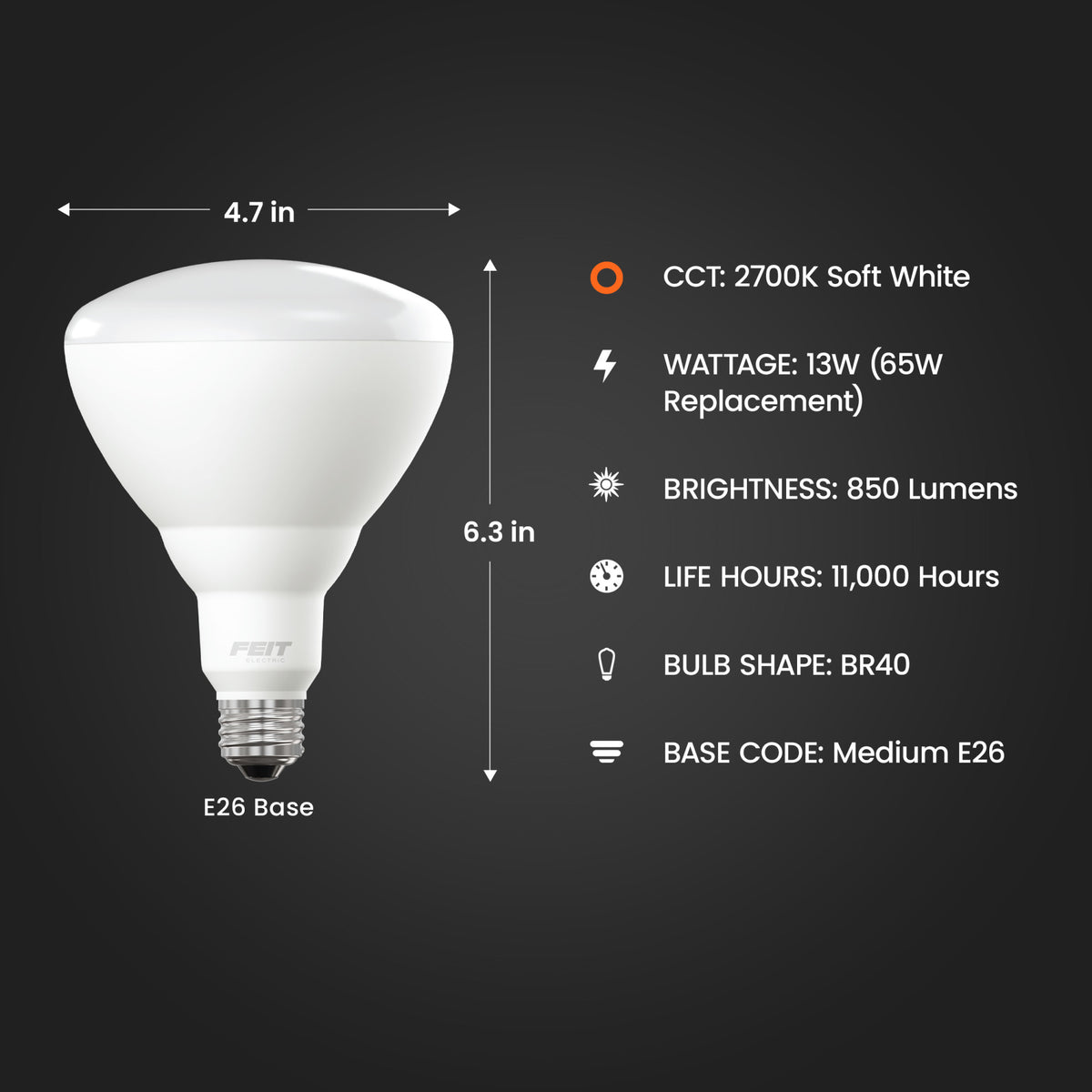 65W Replacement Soft White BR40 Dimmable Reflector LED Light Bulb (2-Pack)