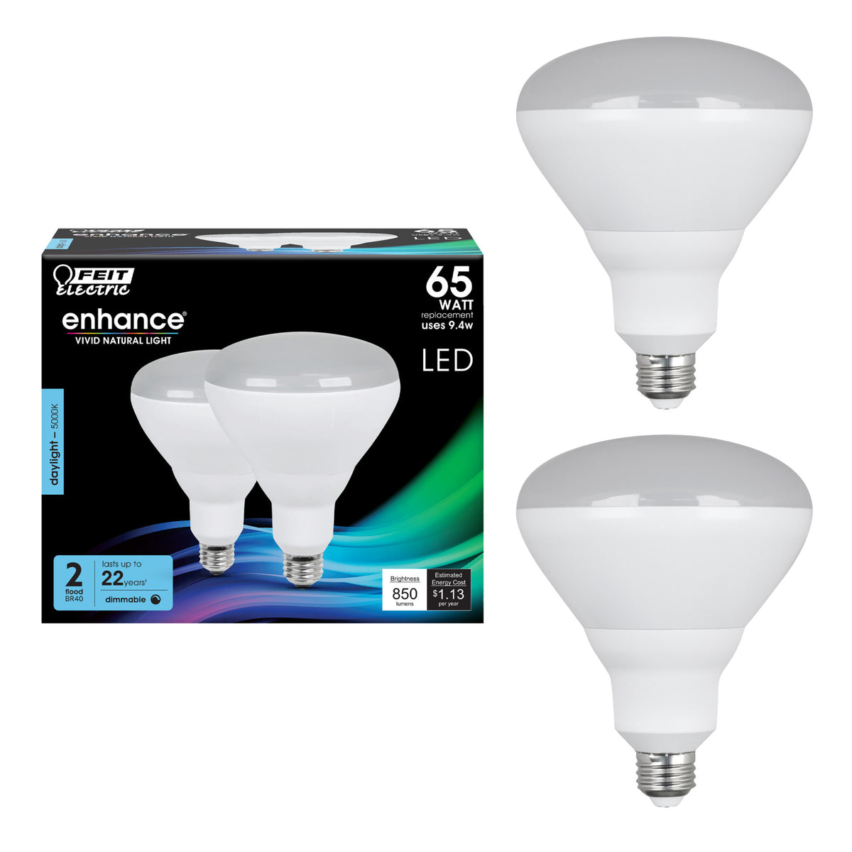 65W Replacement BR40 Dimmable Enhance Reflector LED (2-Pack)