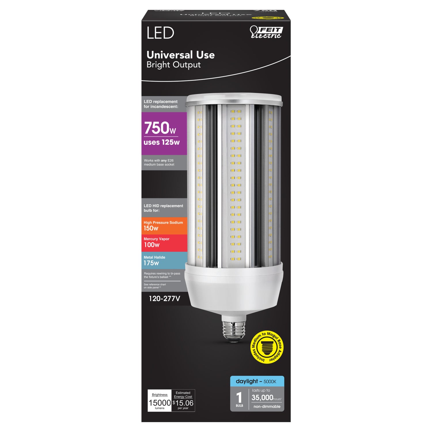 125W (750W Replacement) Daylight (5000K) E39/E26 Base Corn Cob LED Light Bulb