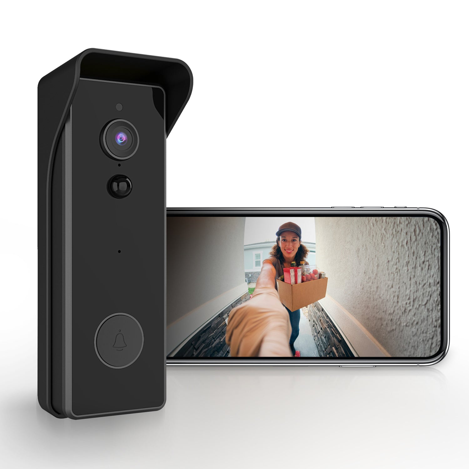 Wired or Battery-Powered Smart Wi-Fi Video Doorbell Camera with Motion Detection and Two-Way Audio