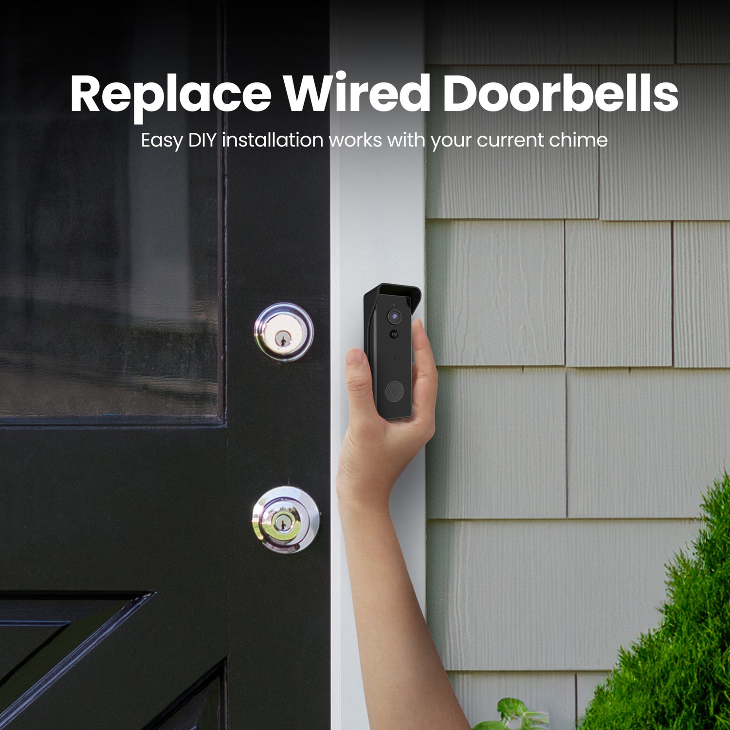 Wired or Battery-Powered Smart Wi-Fi Video Doorbell Camera with Motion Detection and Two-Way Audio