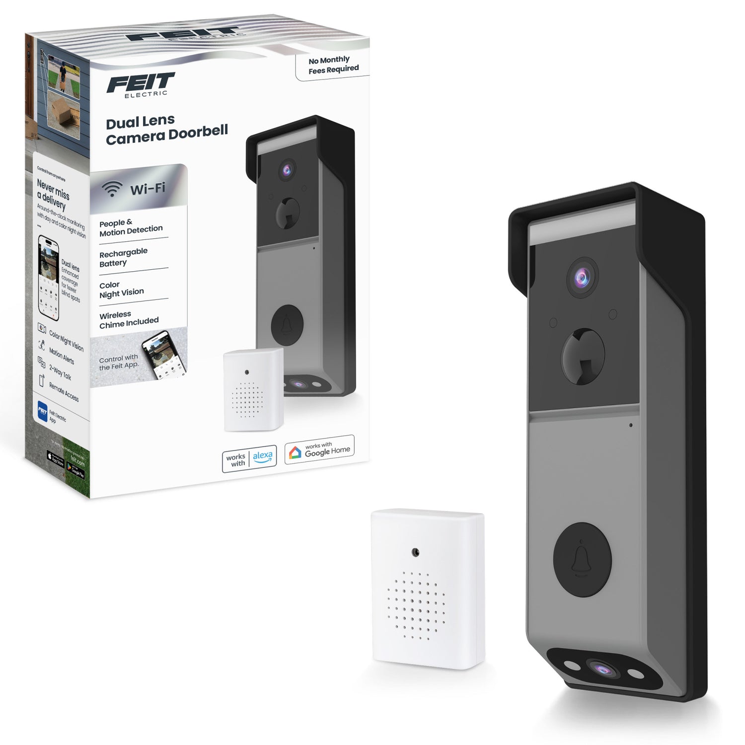 Smart Wireless Battery Doorbell Dual Lens Camera