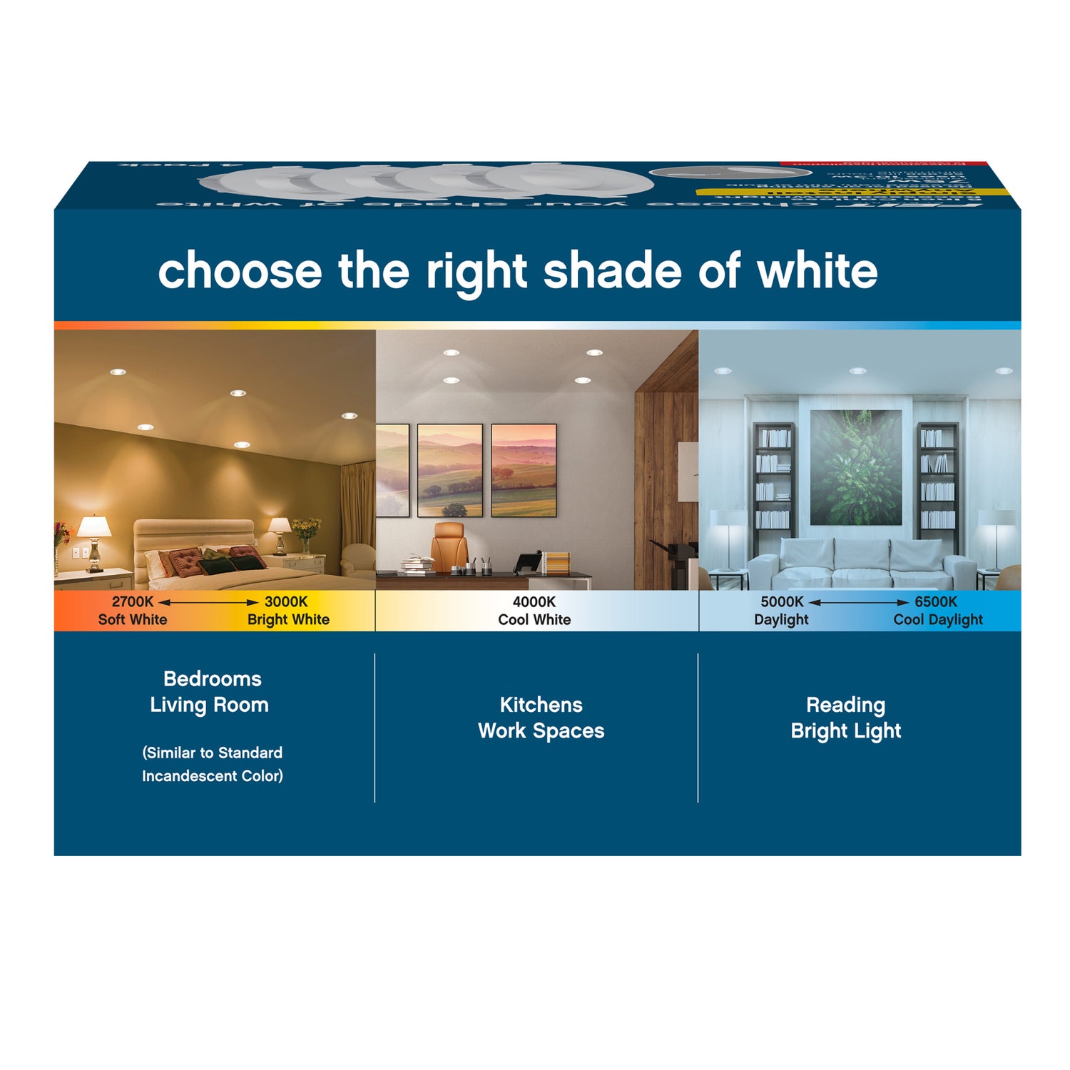 6 in. 10.3W (75W Replacement) Adjustable White (5CCT) Canless LED Recessed Lights (4-Pack)
