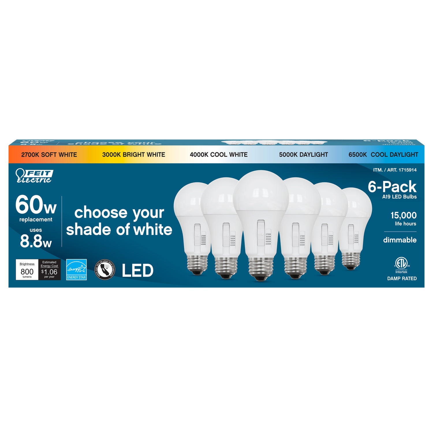 17.5W (100W Replacement) Selectable Color A21 E26 Base LED Bulb (4-Pack)