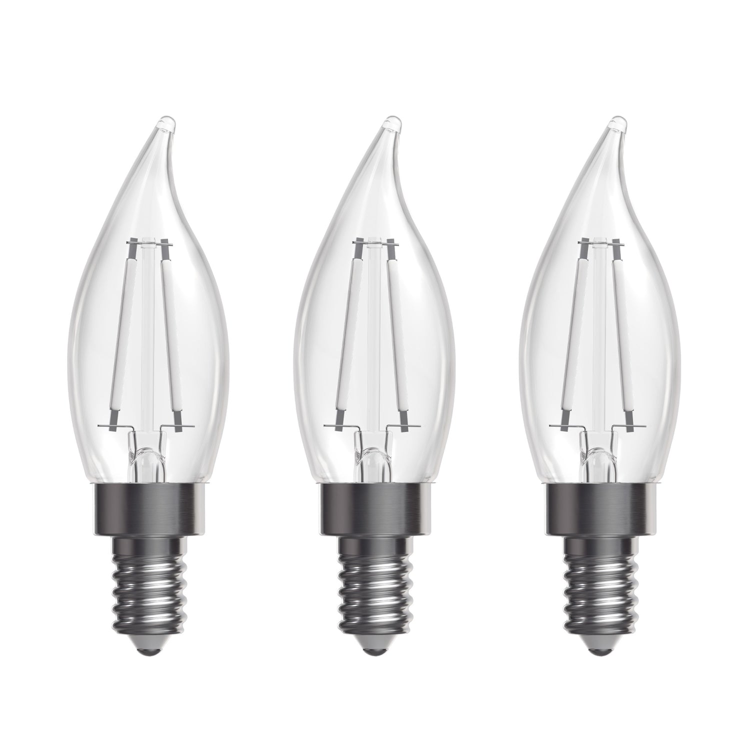 2.2W (25W Replacement) Soft White (2700K) Flame Tip BA10 (E12 Base) Exposed White Filament LED Bulb (3-Pack)