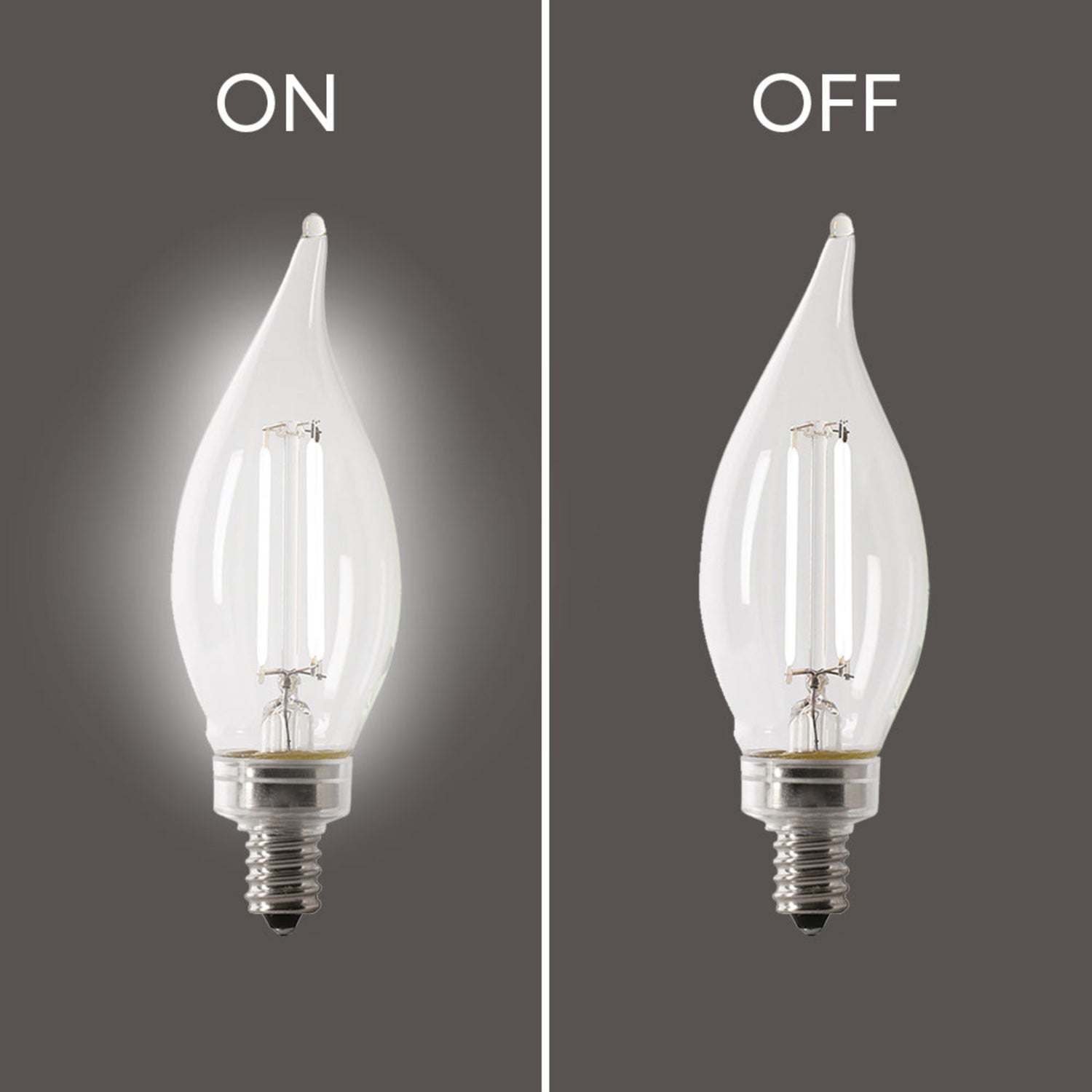 2.2W (25W Replacement) True White (3500K) E12 Base BA10 Flame Tip White Filament LED Bulb (3-Pack)