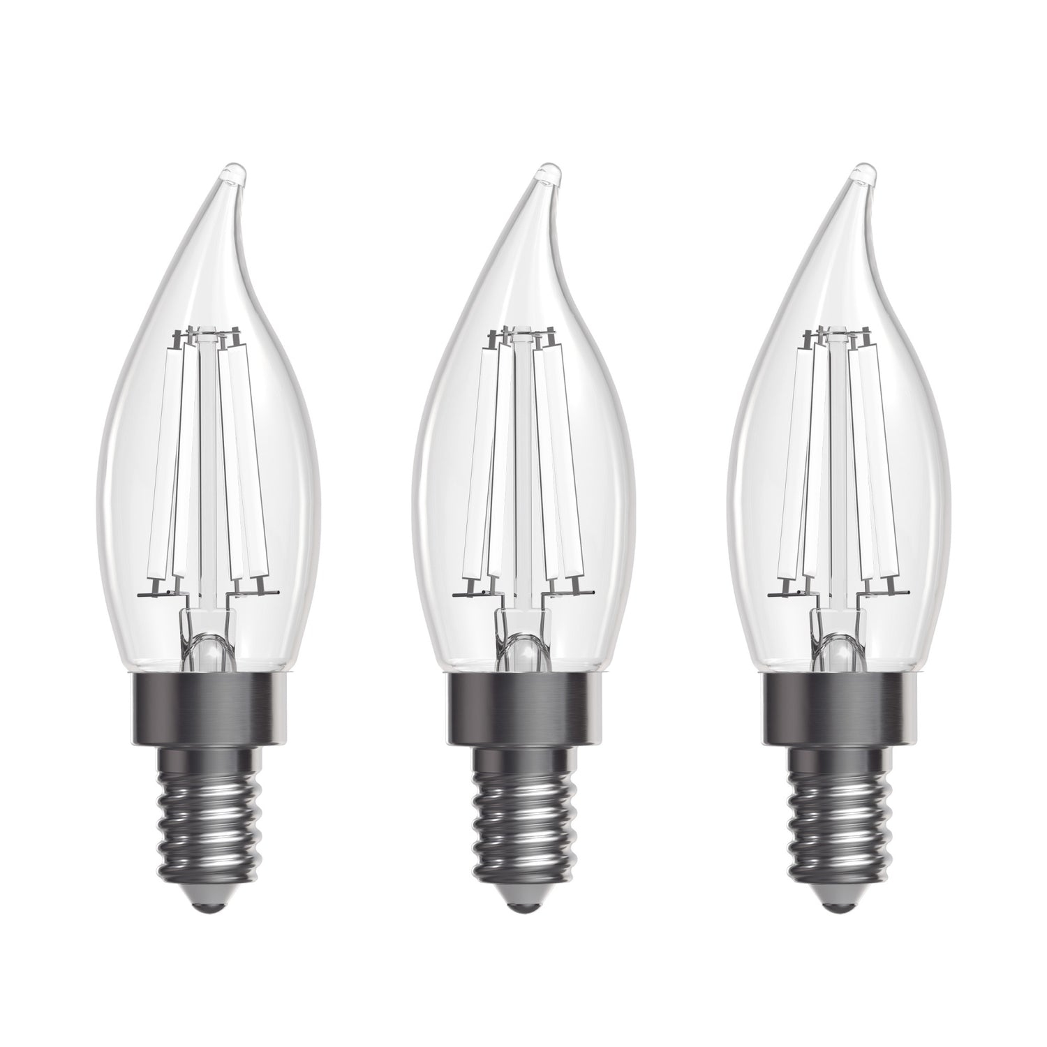 2.2W (25W Replacement) Daylight (5000K) E12 Base BA10 Flame Tip White Filament LED Bulb (3-Pack)