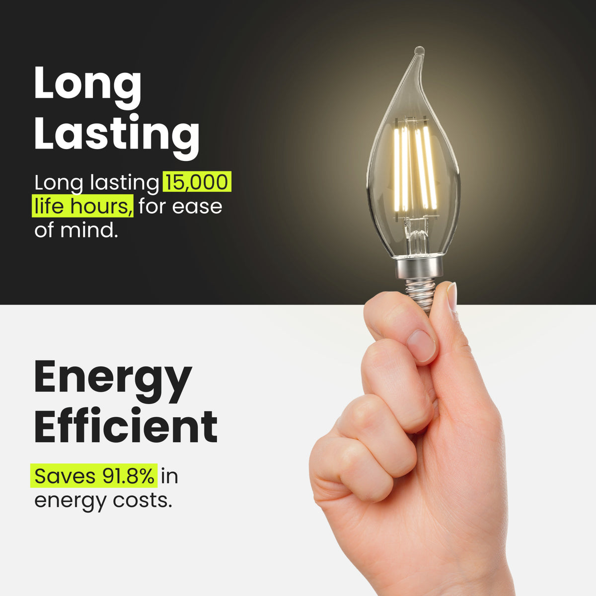 3.3W (40W Replacement) Soft White (2700K) BA10 Dimmable Enhance LED Filament Bulb (6-Pack)