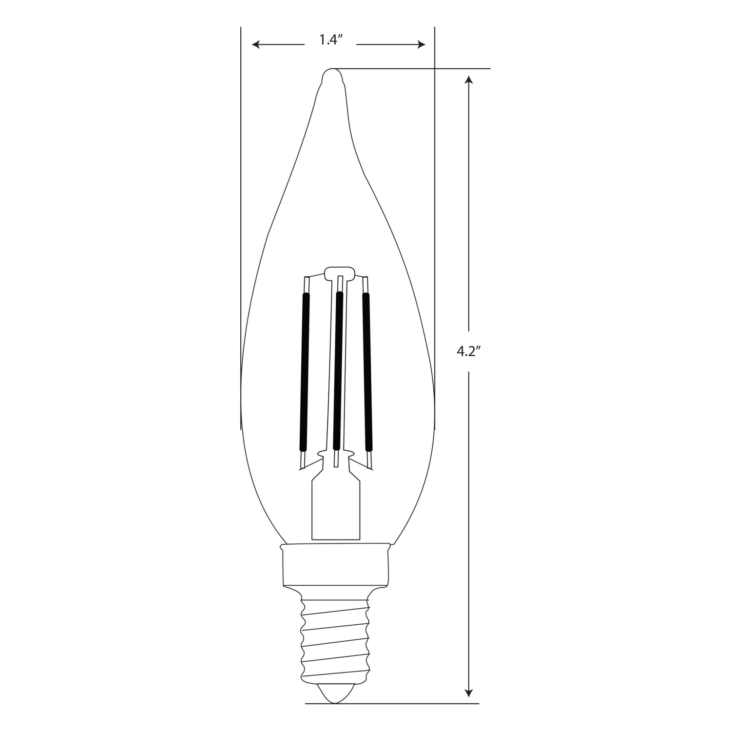 3.3W (40W Replacement) 300 Lumens Daylight 5000K BA10 Dimmable Flame Tip LED