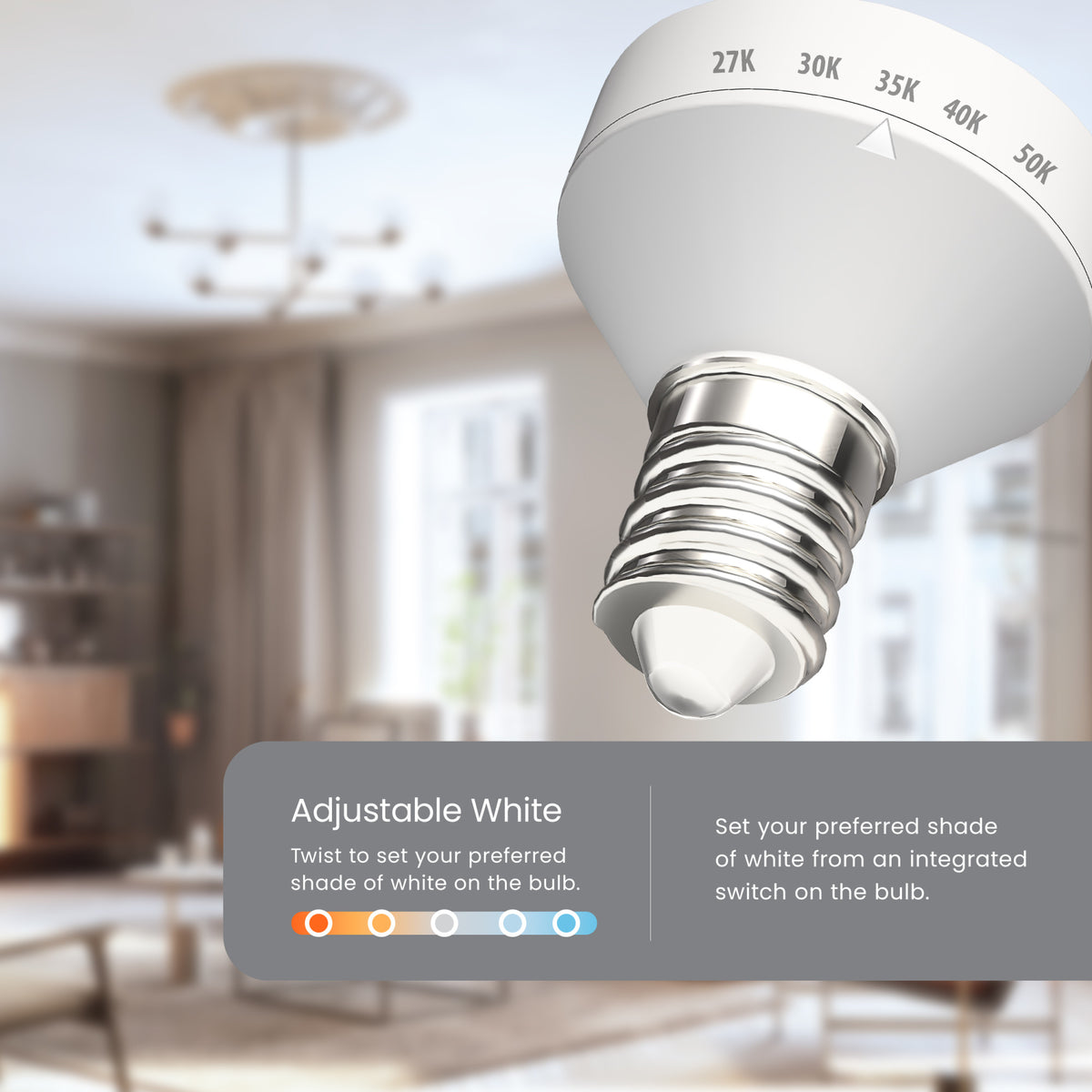 3.3W (40W Equivalent) Adjustable White E12 Base BA10 Flame Tip White Filament LED Bulb (2-Pack)