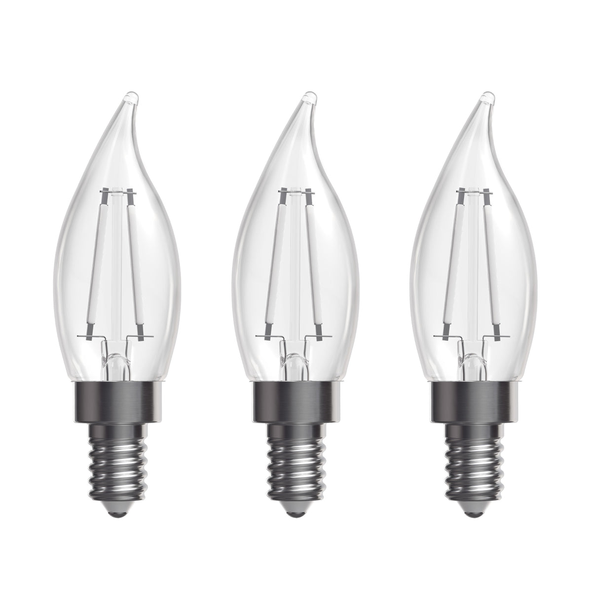 3.3W (40W Replacement) True White (3500K) Flame Tip BA10 (E12 Base) Exposed White Filament LED Bulb (3-Pack)
