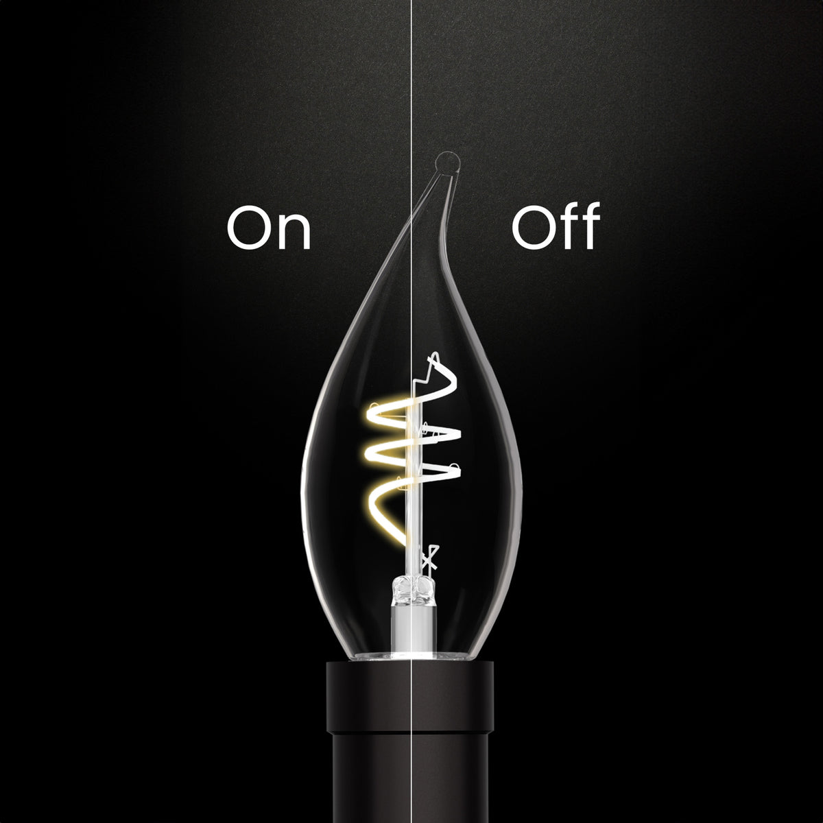 5.5W (60W Replacement) Soft White (2700K) E12 Base BA11 Flame Tip 3-Level Dimming White Filament Bulb (3-Pack)