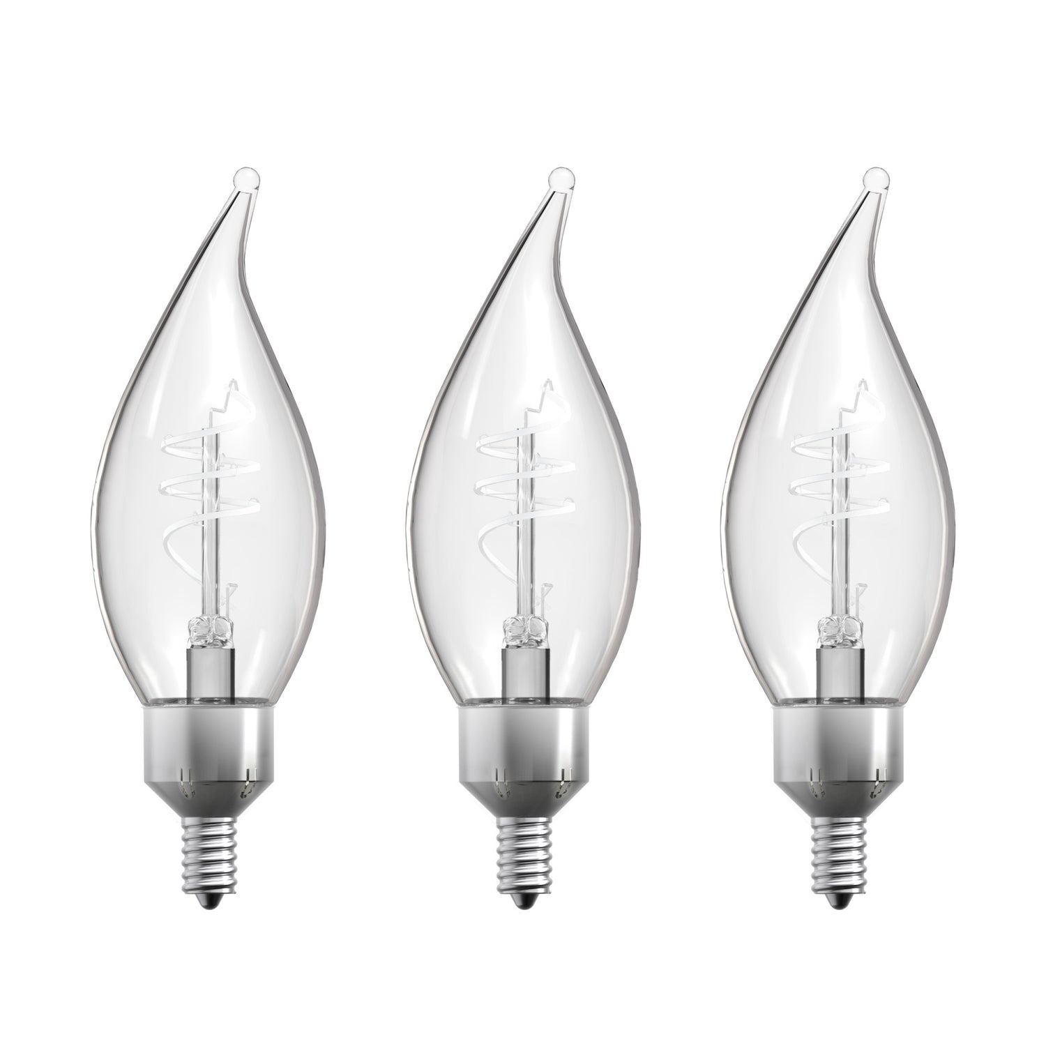 5.5W (60W Replacement) Soft White (2700K) E12 Base BA11 Flame Tip 3-Level Dimming White Filament Bulb (3-Pack)