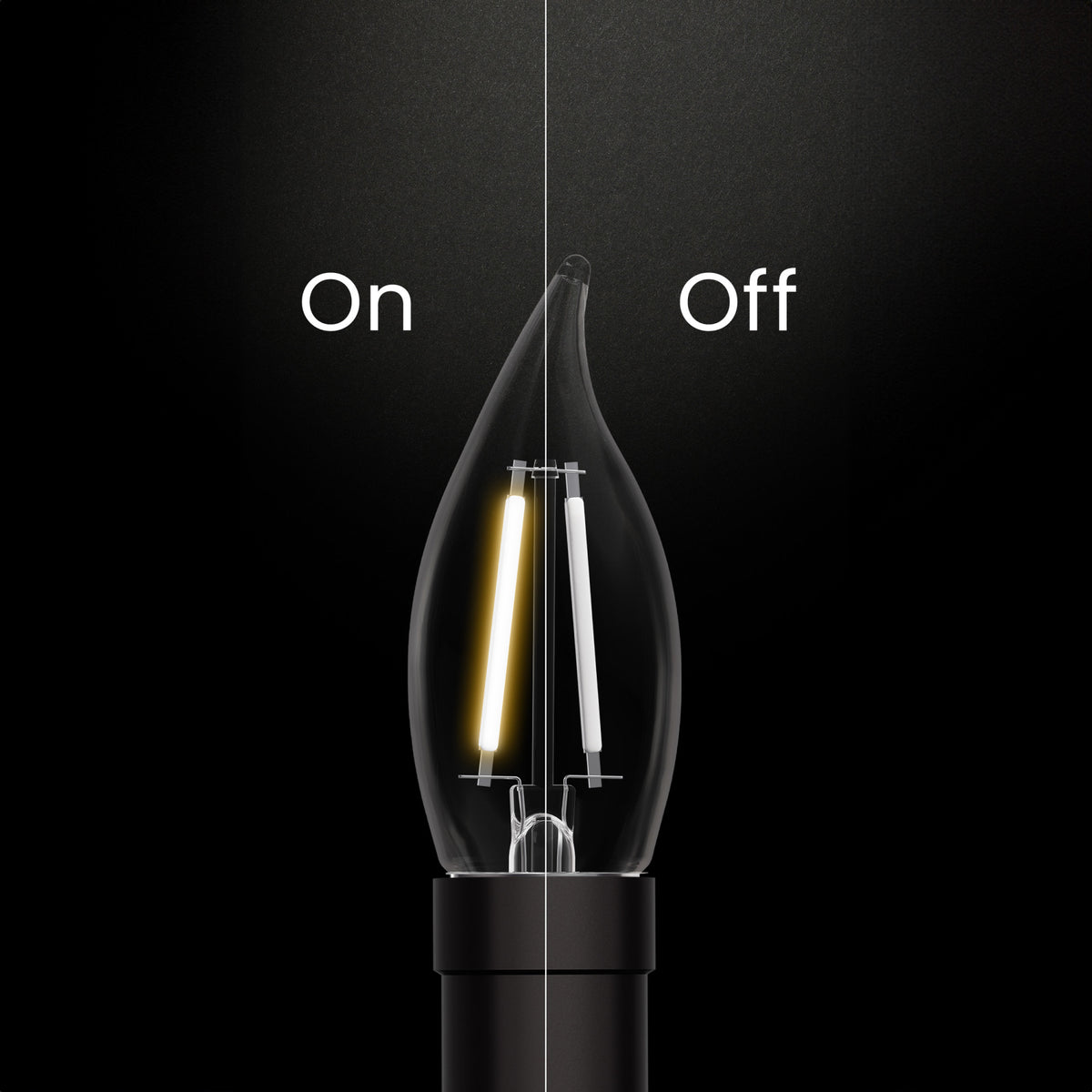 5.5W (60W Replacement) Soft White (2700K) BA10 Shape (E12 Base) Flame Tip Exposed White Filament Light Bulb (3-Pack)