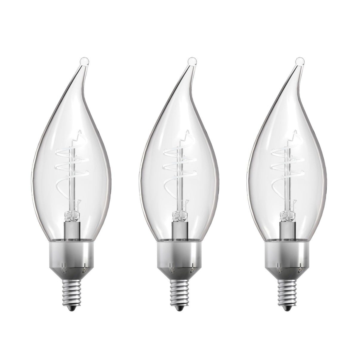 5.5W (60W Replacement) True White (3500K) E12 Base BA11 Flame Tip 3-Level Dimming White Filament LED Bulb (3-Pack)