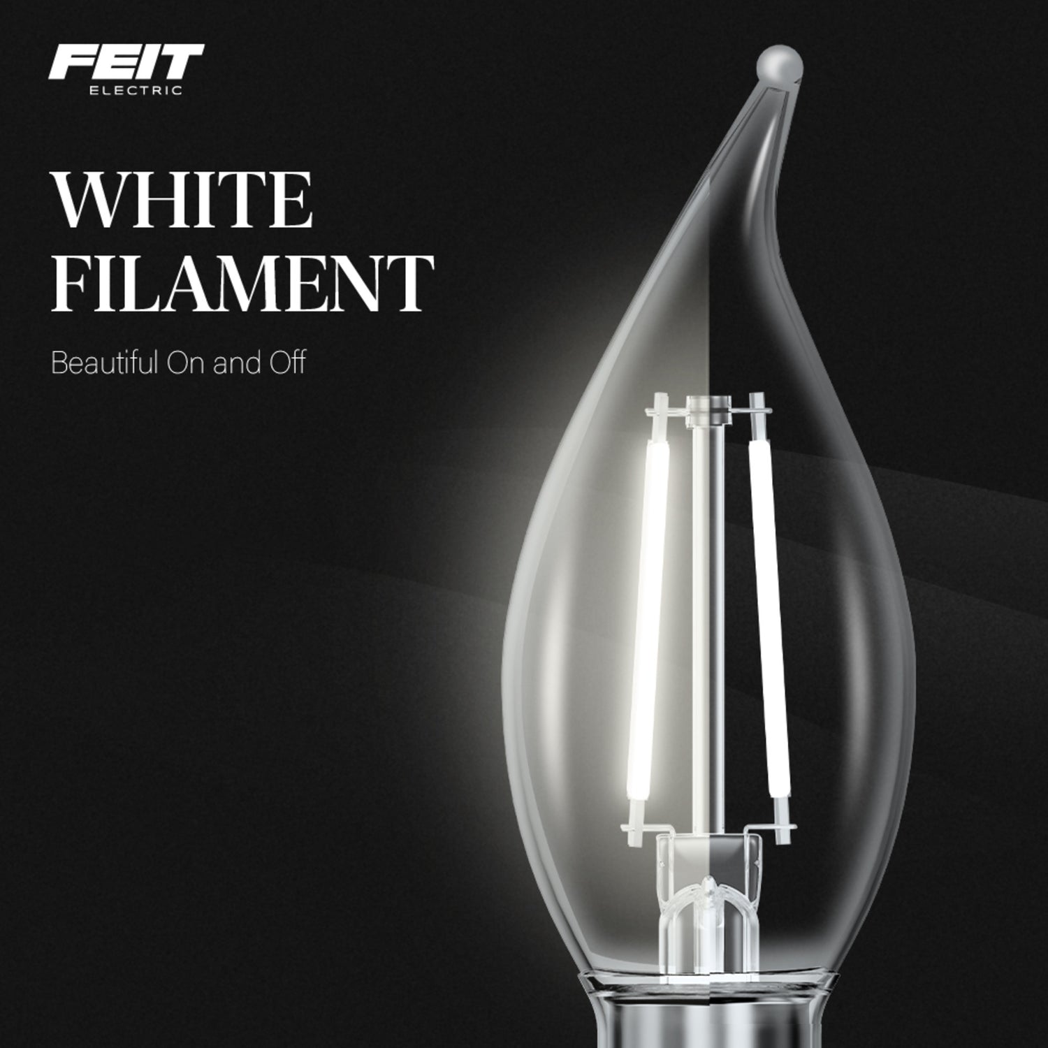 5.5W (60W Replacement) True White (3500K) Flame Tip BA10 (E12 Base) Exposed White Filament LED Bulb (3-Pack)