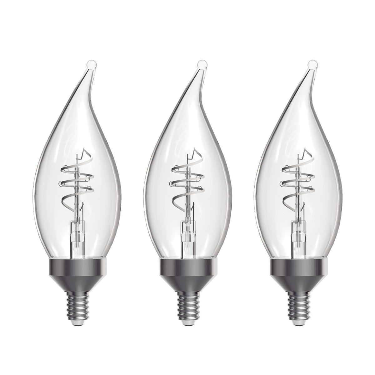 5.5W (60W Replacement) Daylight (5000K) E12 Base BA11 Shape Flame Tip 3-Level Dimming White Filament LED Bulb (3-Pack)