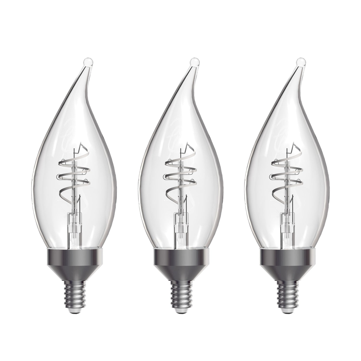 5.5W (60W Replacement) Daylight (5000K) E12 Base BA11 Shape Flame Tip 3-Level Dimming White Filament LED Bulb (3-Pack)