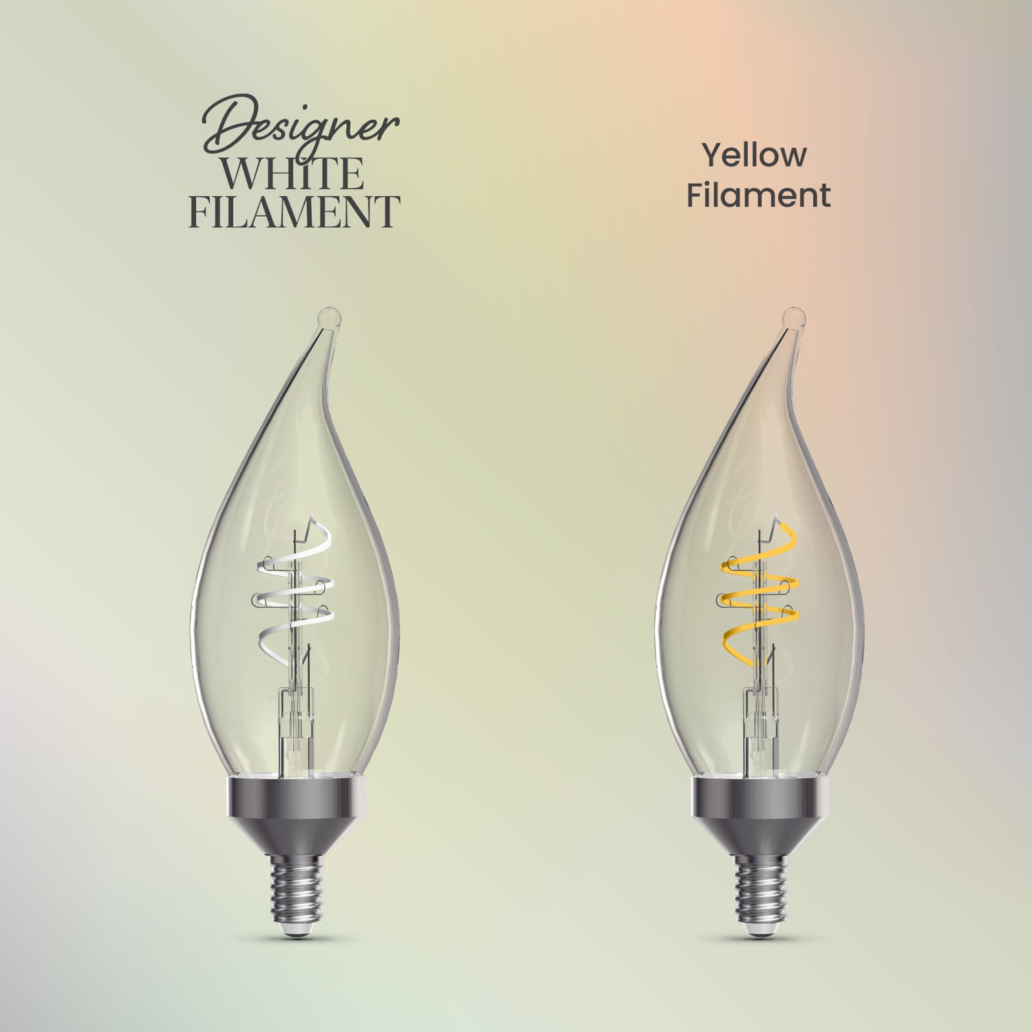 5.5W (60W Replacement) Daylight (5000K) E12 Base BA11 Shape Flame Tip 3-Level Dimming White Filament LED Bulb (3-Pack)