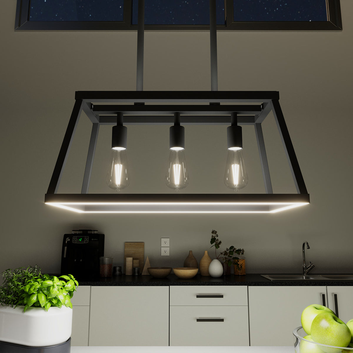 Katalyst Collection LED Decorative 3-Light Chandelier Matte Black