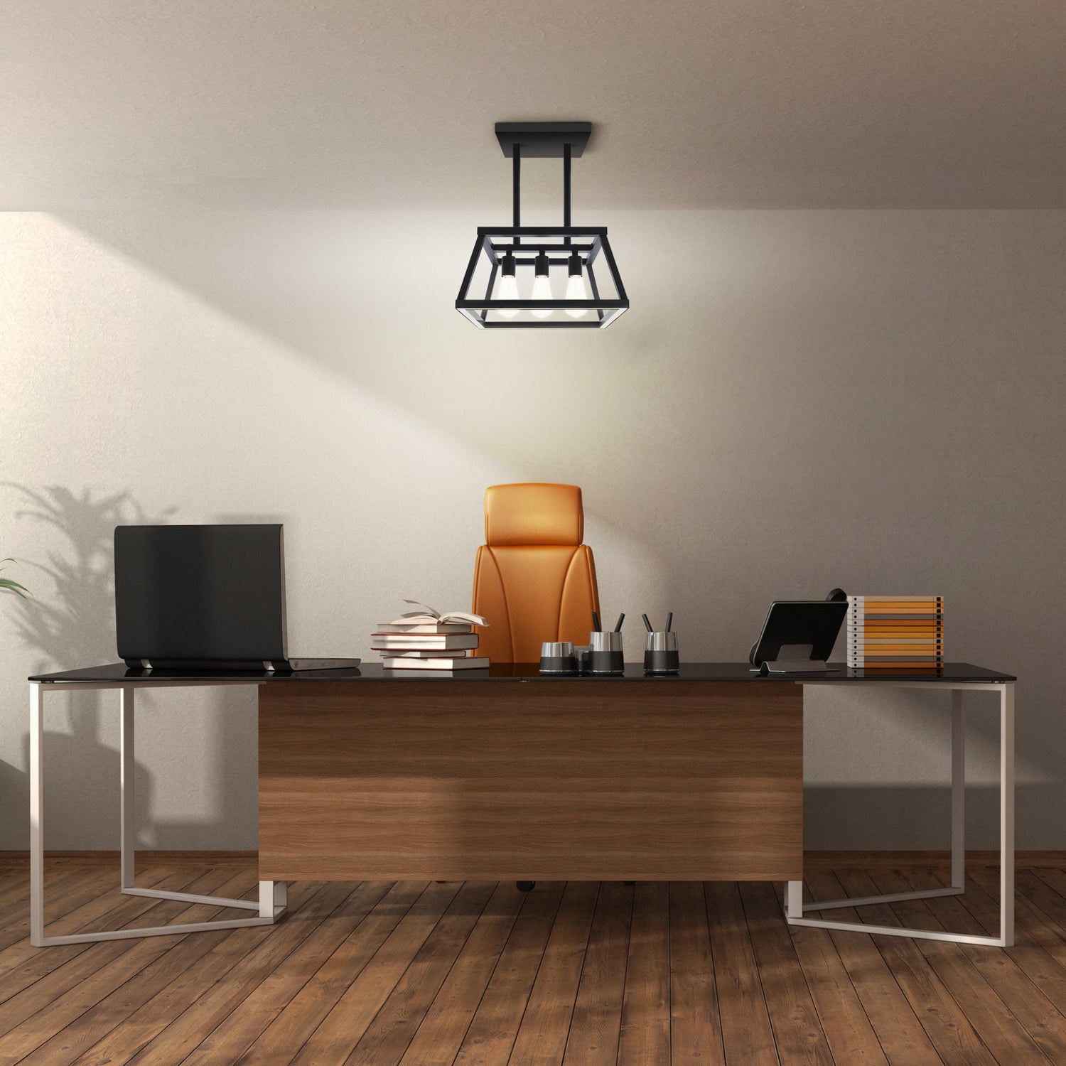 Katalyst Collection LED Decorative 3-Light Chandelier Matte Black