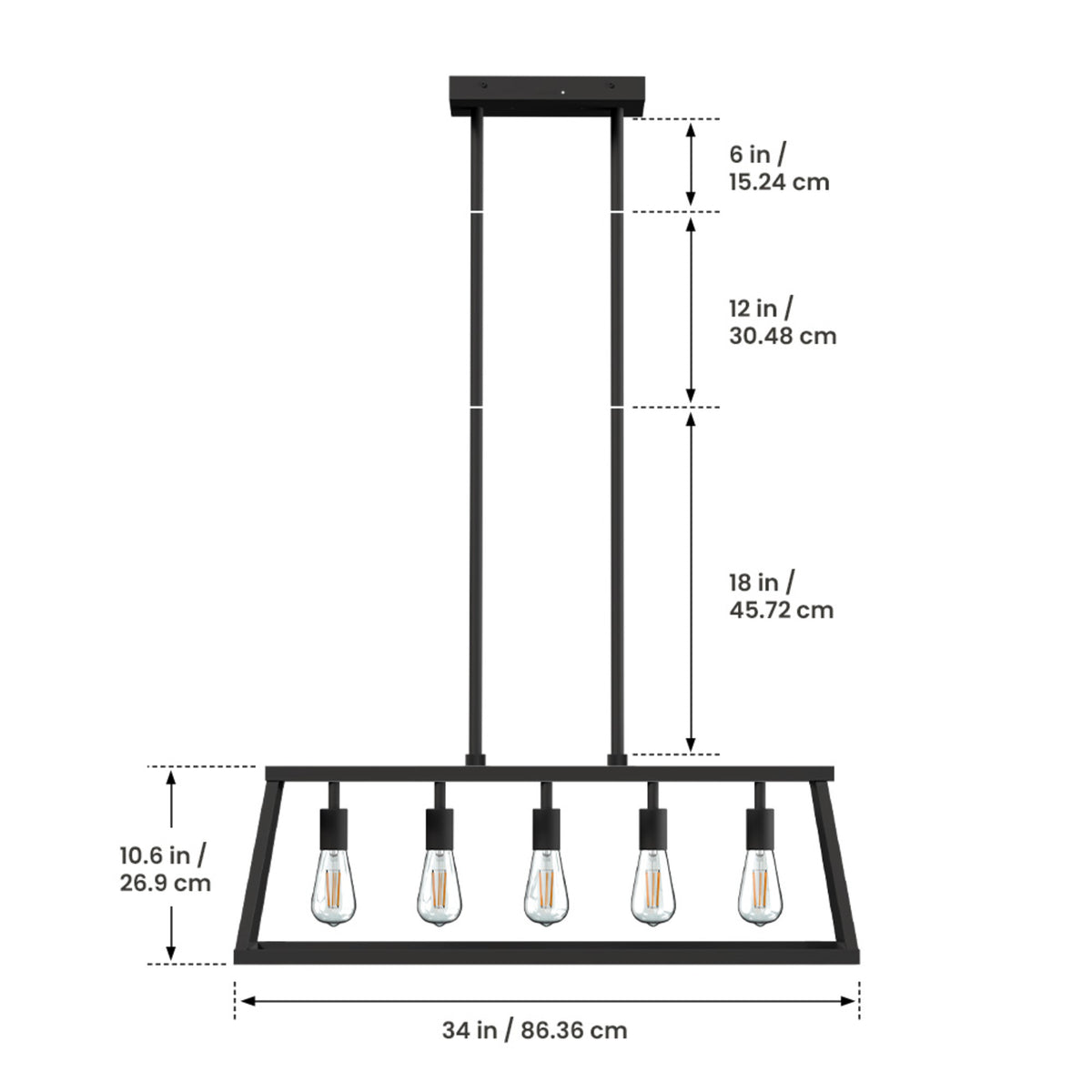 Katalyst Collection LED Decorative 5-Light Chandelier Matte Black