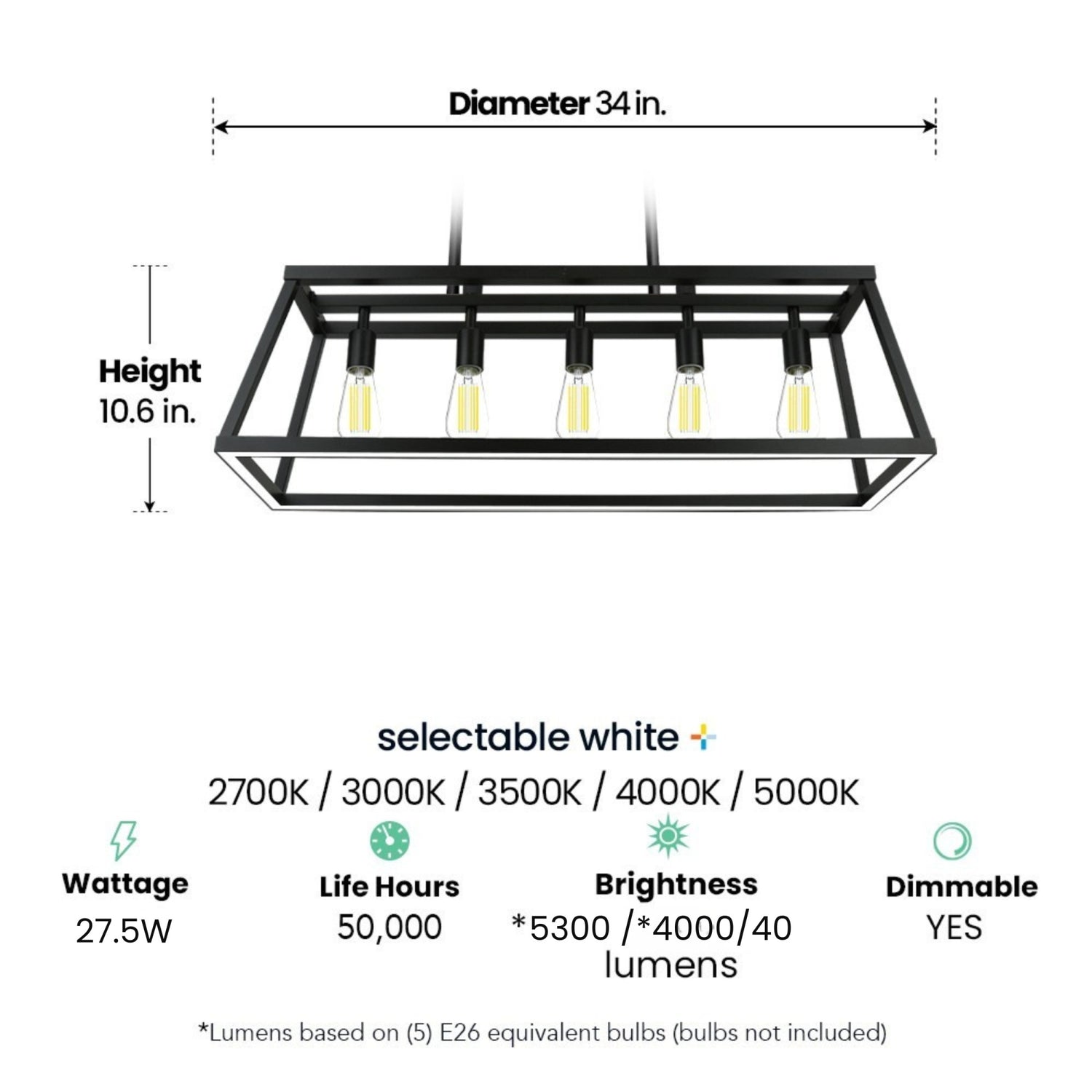 Katalyst Collection LED Decorative 5-Light Chandelier Matte Black