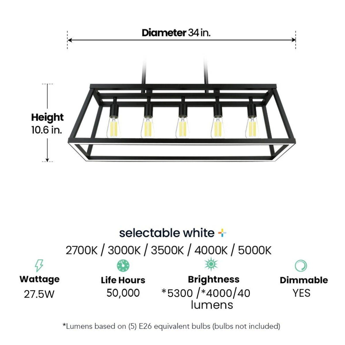 Katalyst Collection LED Decorative 5-Light Chandelier Matte Black