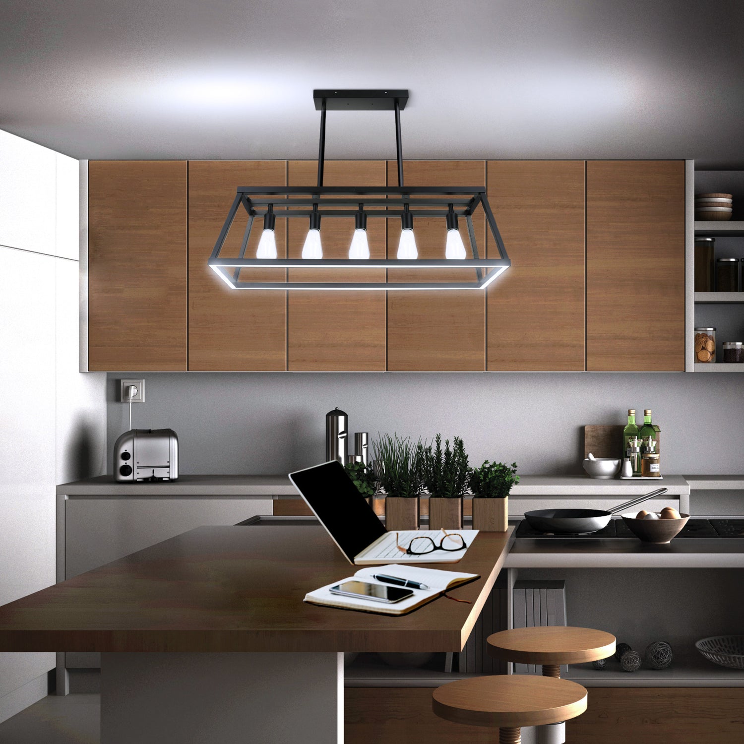 Katalyst Collection LED Decorative 5-Light Chandelier Matte Black