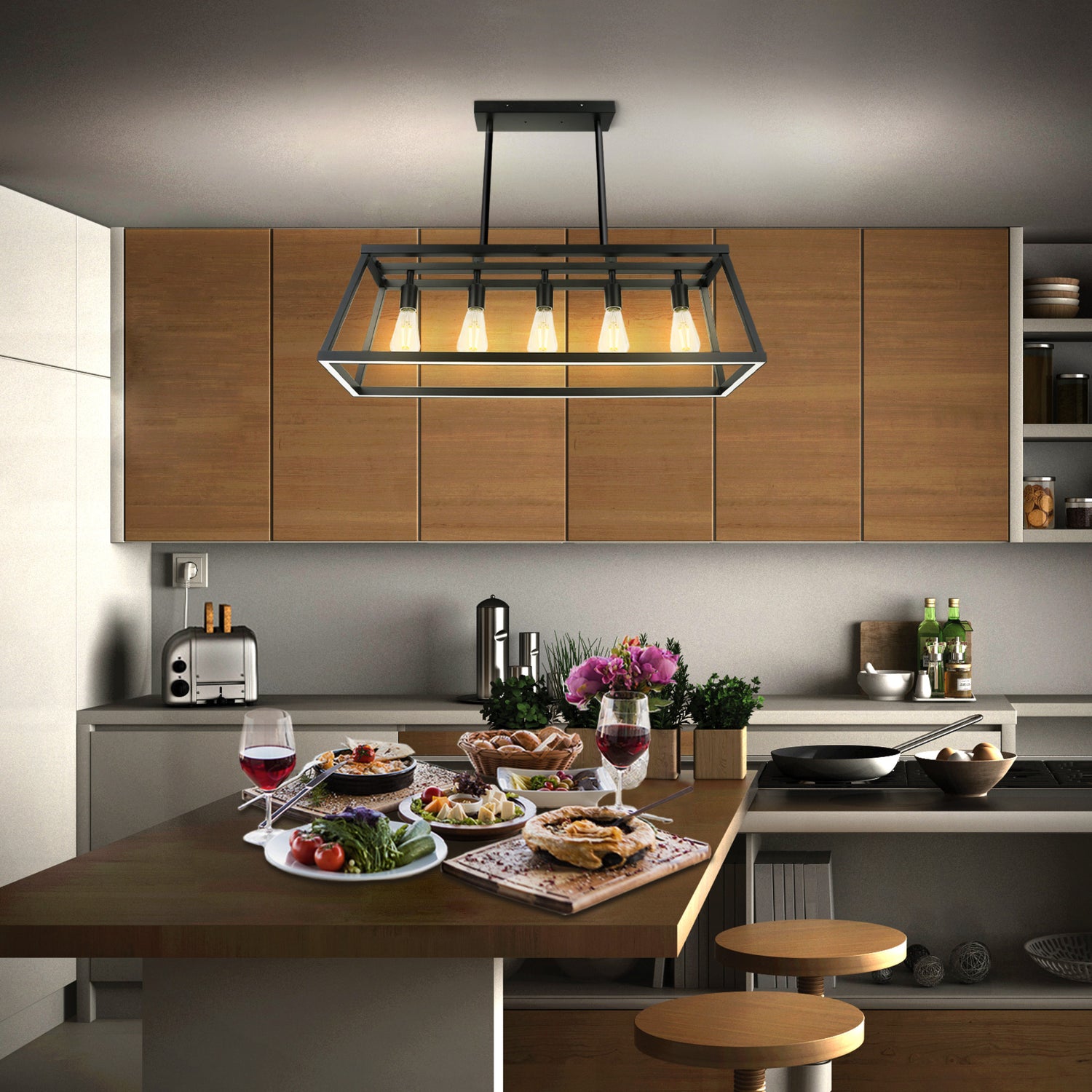 Katalyst Collection LED Decorative 5-Light Chandelier Matte Black