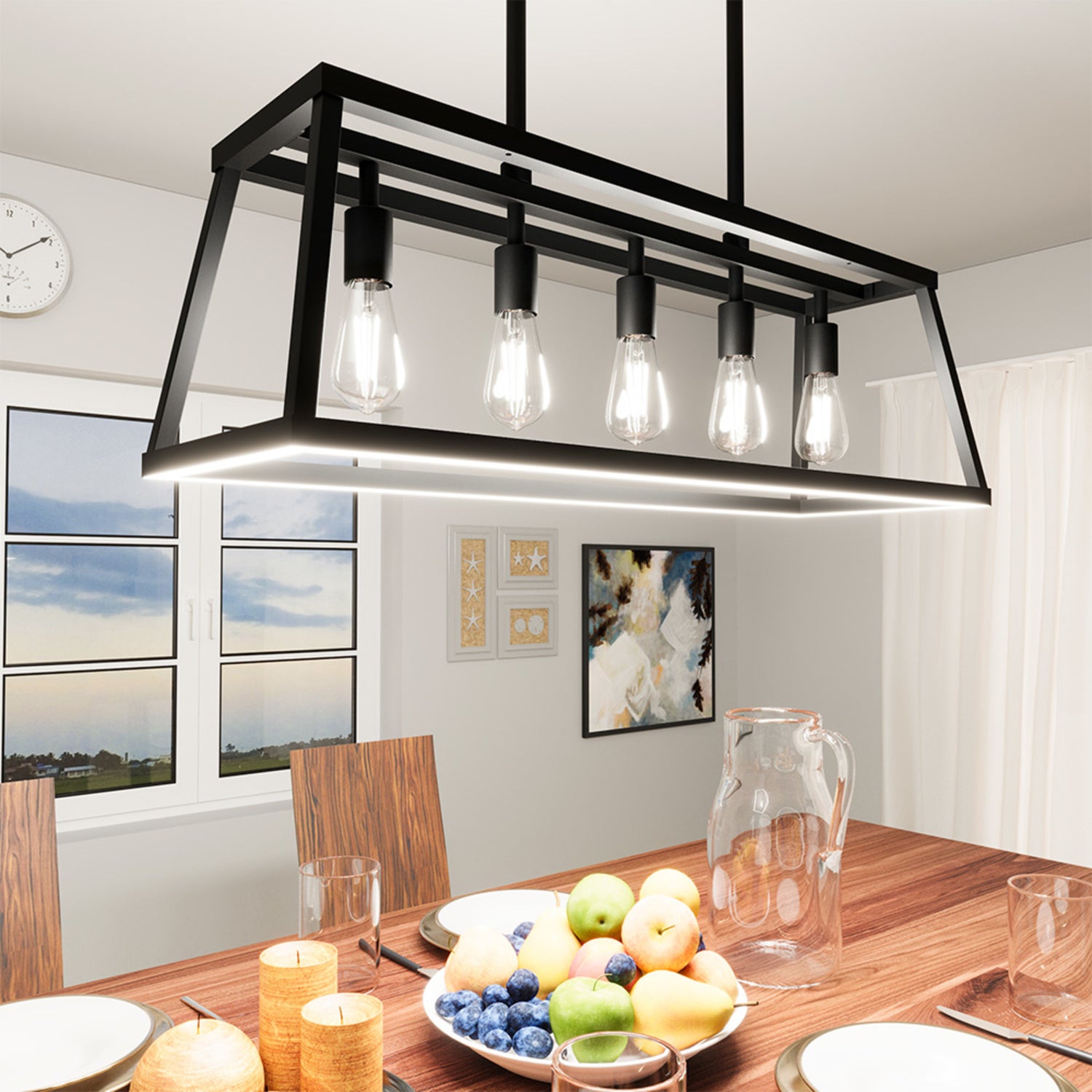 Katalyst Collection LED Decorative 5-Light Chandelier Matte Black